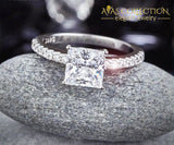 1.5 Ct Princess Cut Micropave 925 Sterling Silver  Engagement /Promise Ring/ High Polished - Avas Collection