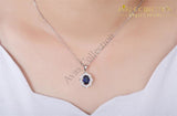 Natural Blue  Pendant Necklace 925 Sterling Silver Oval - Avas Collection