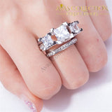 Three-Stone Square Engagement Set 5 / Rose Gold Rings
