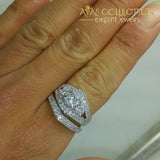 Three-Stone White Gold Filled Engagement Set Rings