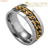 1 Piece Fashion Spinner Black Chain Ring For Men Punk Titanium Steel Metal Vnox Brand Finger Anel
