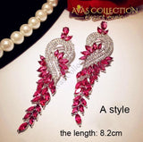 Luxury Rose Red Stone Earrings Collection Drop