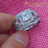 Silver Cross 3 Wedding Band Ring Set Rings