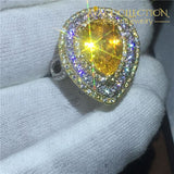 Beautiful Yellow Pear Cut Ring Rings