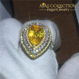 Beautiful Yellow Pear Cut Ring Rings