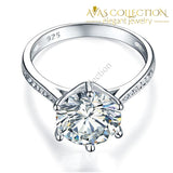 3 ct  Engagement Ring  Solid 925 Sterling Silver/ High Polished - Avas Collection