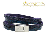 Crystal Snake Leather Bracelet Wap/ Avas Collection Wrap Bracelets
