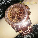 Crystal Diamond Watch for Women Gold/Steel Strip Rose Gold - Avas Collection