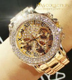 Crystal Diamond Watch for Women Gold/Steel Strip Rose Gold - Avas Collection