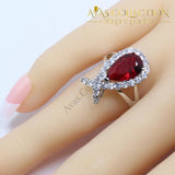 925 Sterling Silver Four Piece Jewelry Set Red Garnet White Zircon - Avas Collection