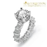 New Luxury Engagement Ring 18K White Gold /925 Solid Silver Rings