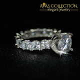 New Luxury Engagement Ring 18K White Gold /925 Solid Silver Rings