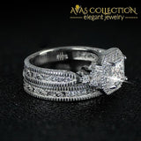 New Arrivals Solid 925 Sterling Silver Wedding Ring Set Simulated Diamonds Rings