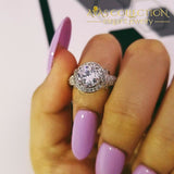 925 Sterling Silver Luxury Twisted Engagement Ring / Simulated Diamonds Rings