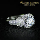 925 Sterling Silver Luxury Twisted Engagement Ring / Simulated Diamonds Rings