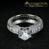 New Arrival 18K White Gold / 925 Sterling Silver Wedding Ring Set Simulated Diamonds Bands
