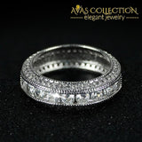 New Arrival 18K White Gold / 925 Sterling Silver Wedding Ring Set Simulated Diamonds Bands