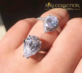 Solid 925 Sterling Silver Luxury Ring Solitaire Pear 4.5 Carat Wedding Engagement