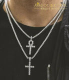 Classic Mens Gold Iced Out Crystal 1 Row Tennis Chain / Rope Hip Hop Necklace Color Men Cross