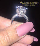 Romantic Flower Shaped Inlay 3 Carat Engagement Ring Wedding Bands