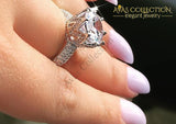 Romantic Flower Shaped Inlay 3 Carat Engagement Ring Wedding Bands