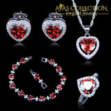New Arrival Red Heart 4Pcs Set Jewelry Sets