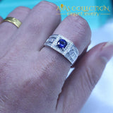 Blue Stone Wedding Band 1Ct Rings