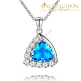 4 colors / Blue /Green/ White/ 925 Solid Silver Pendant Necklace - Avas Collection