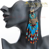 Multicolor Resin Seed Bead Dangle Earrings Stud