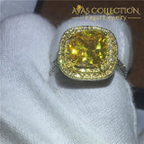 Cushion Cut Ring - Yellow Stone Rings