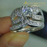 Classic Bridal Set - White Gold Filled Engagement Ring Rings