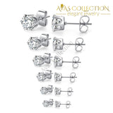 6 Pair / Lot Classic Round White Stud Earrings
