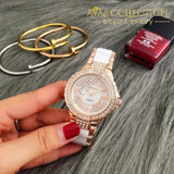 Rhinestone Simulated-Ceramics Crystal Quartz Watch Womens Watches