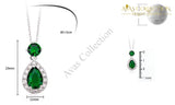 Created Emerald Water Drop 925 Sterling Silver Pendant Necklace - Avas Collection