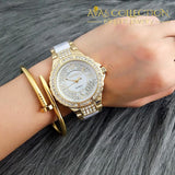 Rhinestone Simulated-Ceramics Crystal Quartz Watch Womens Watches