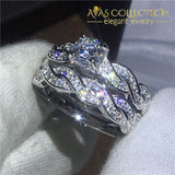 Cross Ring Set White Gold Filled Engagement Rings