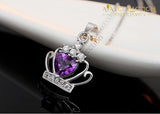 Purple / White Crown Cz Pendant Necklace 925 Sterling Silver Necklaces