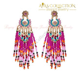 Multicolor Resin Seed Bead Dangle Earrings Stud