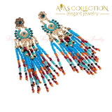 Multicolor Resin Seed Bead Dangle Earrings Stud