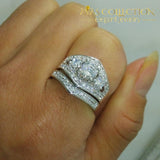 Three-Stone White Gold Filled Engagement Set Rings