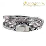 Crystal Snake Leather Bracelet Wap/ Avas Collection Wrap Bracelets