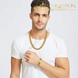 Mens Miami Cuban Link Chain 18K Gold 15Mm Stainless Steel Curb Necklace With Cz Diamond Choker (24)