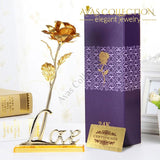 24K Gold Rose With Love Stand Artificial & Dried Flowers