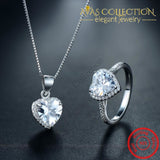 Beautiful Heart Ring & Necklace Jewelry Sets