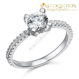 1 Carat Sterling Solid 925 Silver Engagement Ring / High Polished - Avas Collection