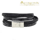 Crystal Snake Leather Bracelet Wap/ Avas Collection Wrap Bracelets