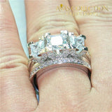 Three-Stone Square Engagement Set 5 / Rose Gold Rings