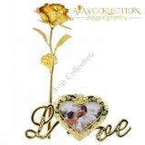 24K Gold Rose With Love Stand Frame Artificial & Dried Flowers