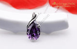 925 Sterling Silver Purple Drop Stone Pendant Necklace - Avas Collection