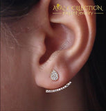 Double Sided Pave Ear Cuff Stud Earrings
